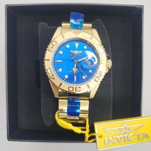 Invicta Gold-Tone Watch with Blue Dial